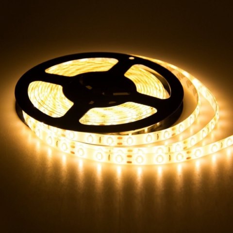 TAŚMA Ledy LED BIAŁA CIEPŁA 5M 3500K 12V 230V WODOODPORNA + ZASILACZ
