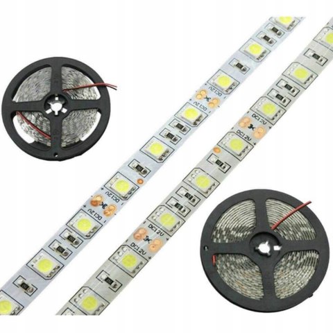 TAŚMA Ledy LED BIAŁA CIEPŁA 5M 3500K 12V 230V WODOODPORNA + ZASILACZ