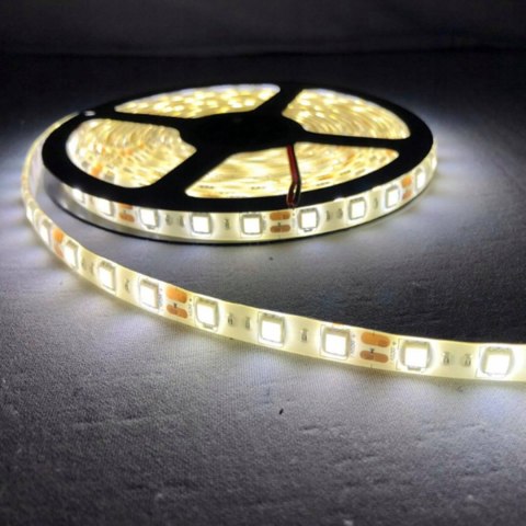 TAŚMA Ledy LED BIAŁA CIEPŁA 5M 3500K 12V 230V WODOODPORNA + ZASILACZ