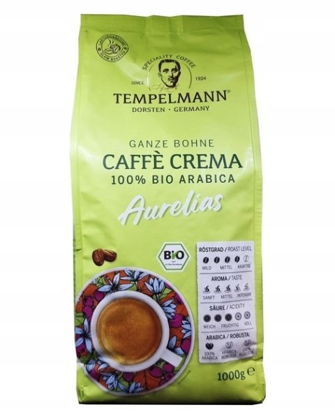 TEMPELMANN AURELIAS CREMA BIO 1KG Kawa Ziarnista 100% Arabica