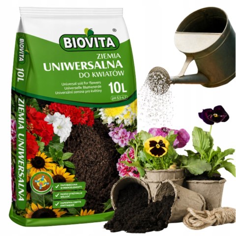 Ziemia uniwersalna do kwiatów 10L BIOVITA podłoże wzbogacone nawozem