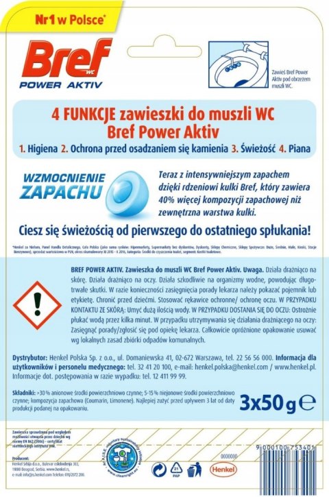 Bref Power Aktiv Kostka Zawieszka do WC Ocean 3x50g Trójpak