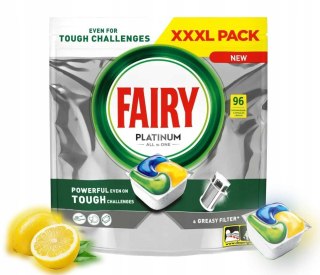FAIRY PLATINUM ALL IN ONE KAPSUŁKI DO ZMYWARKI CYTRYNOWE MEGA PAKA 96 szt.