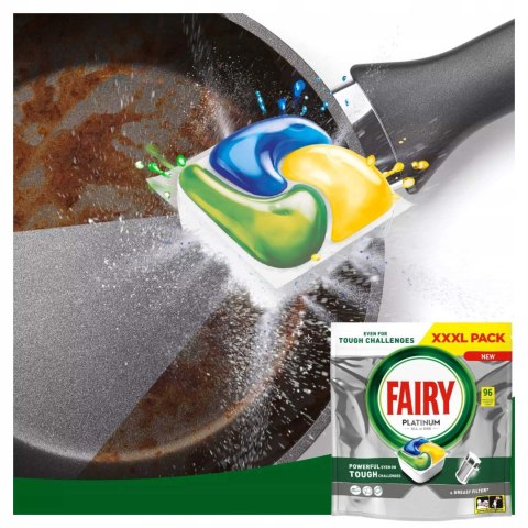 FAIRY PLATINUM ALL IN ONE KAPSUŁKI DO ZMYWARKI CYTRYNOWE MEGA PAKA 96 szt.