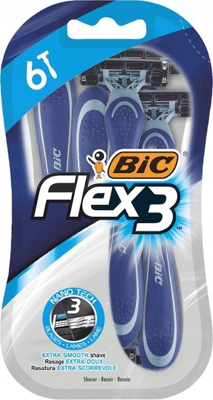 Maszynki do golenia jednorazowe męskie BIC Flex 3 3-ostrza maszynka 6 szt