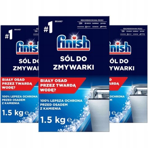 Sól do Zmywarki FINISH Gruboziarnista 3x1,5kg Zapas Ochrona Przed Kamieniem