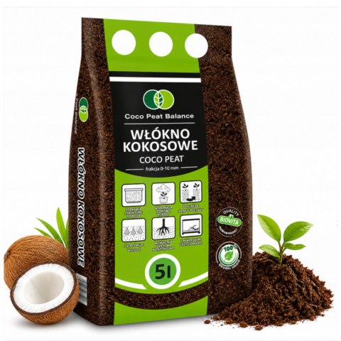 WŁÓKNO KOKOSOWE COCO PEAT gotowe podłoże 5L