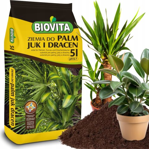 Ziemia Do Palm Juk Dracen Podłoże Do Roślin Zielonych Z Nawozem Biovita 5L