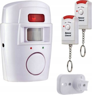 ALARM BEZPRZEWODOWY CZUJNIK RUCHU + 2 PILOTY 105dB DO PIWNICY GARAŻU DOMU