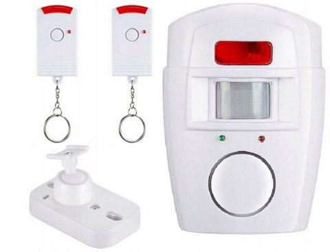ALARM BEZPRZEWODOWY CZUJNIK RUCHU + 2 PILOTY 105dB DO PIWNICY GARAŻU DOMU