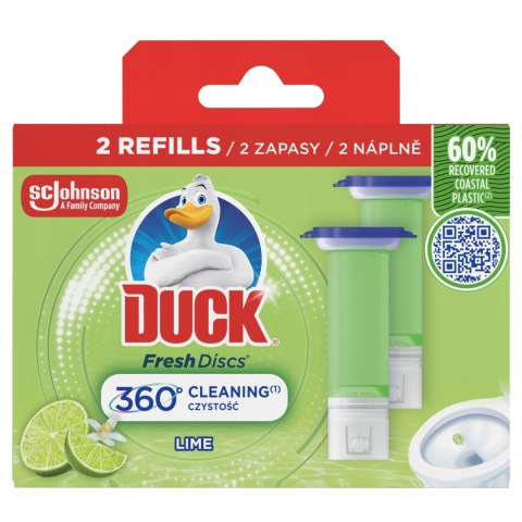DUCK Fresh Discs Podwójny Zapas Limonkowych Krążków Żelowych Do Wc 2X36 ml