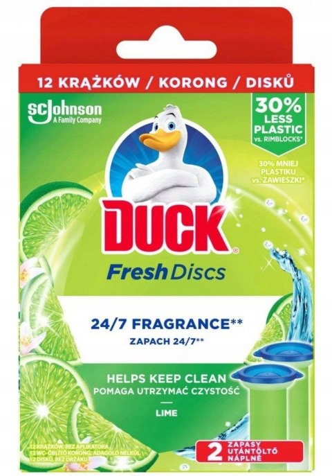 DUCK Fresh Discs Podwójny Zapas Limonkowych Krążków Żelowych Do Wc 2X36 ml