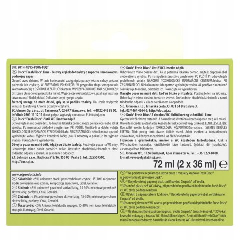 DUCK Fresh Discs Podwójny Zapas Limonkowych Krążków Żelowych Do Wc 2X36 ml