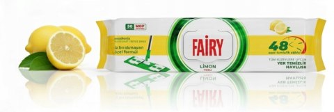 FAIRY Wkłady chusteczki nawilżane do mopa ścierki 50szt Lemon cytryna