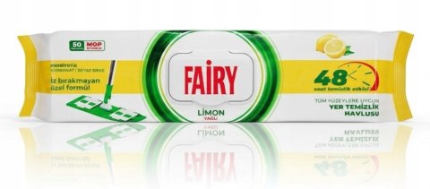 FAIRY Wkłady chusteczki nawilżane do mopa ścierki 50szt Lemon cytryna