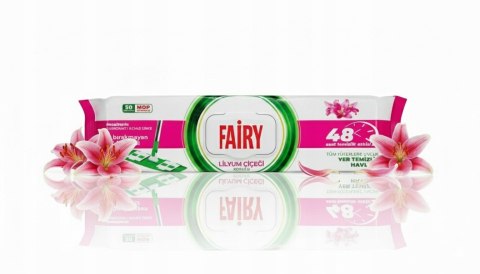FAIRY Wkłady chusteczki nawilżane do mopa ścierki 50szt Lilia różowe