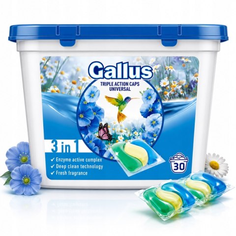 GALLUS Kapsułki do Prania Universal Uniwersalne Do Białego i Kolorów 30 szt