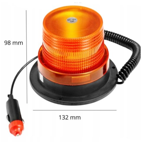 LAMPA KOGUT BŁYSKOWA ostrzegawcza LED MAGNES 12V/24V POMARAŃCZOWA