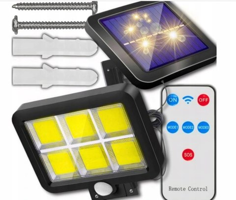 LAMPA SOLARNA Z CZUJNIKIEM RUCHU MOCNA ULICZNA OGRODOWA COB 120 LED PANEL