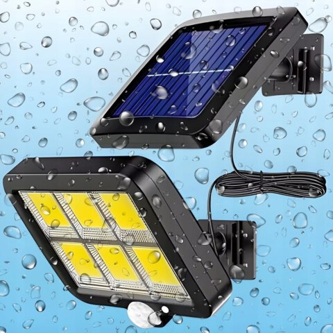 LAMPA SOLARNA Z CZUJNIKIEM RUCHU MOCNA ULICZNA OGRODOWA COB 120 LED PANEL