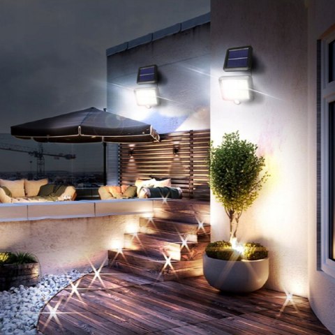 LAMPA SOLARNA Z CZUJNIKIEM RUCHU MOCNA ULICZNA OGRODOWA COB 120 LED PANEL