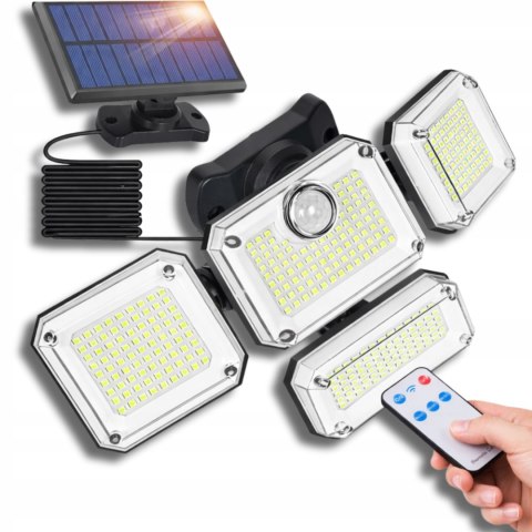 LAMPA SOLARNA ZEWNĘTRZNA LED z CZUJNIKIEM RUCHU REGULOWANA OGRODOWA + PILOT