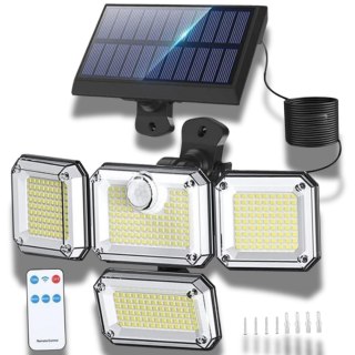 LAMPA SOLARNA ZEWNĘTRZNA LED z CZUJNIKIEM RUCHU REGULOWANA OGRODOWA + PILOT
