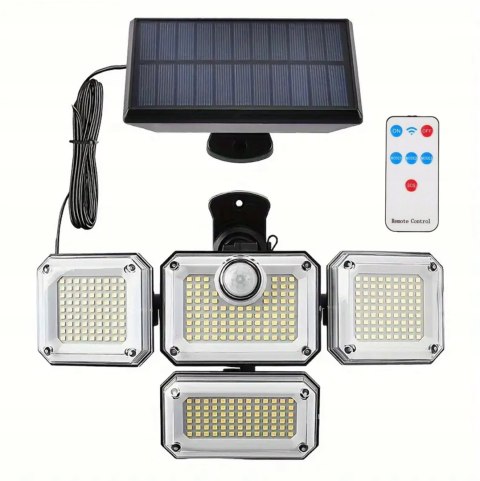 LAMPA SOLARNA ZEWNĘTRZNA LED z CZUJNIKIEM RUCHU REGULOWANA OGRODOWA + PILOT