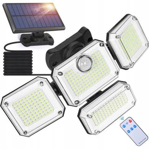 LAMPA SOLARNA ZEWNĘTRZNA LED z CZUJNIKIEM RUCHU REGULOWANA OGRODOWA + PILOT