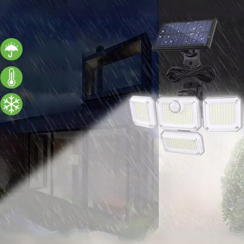 LAMPA SOLARNA ZEWNĘTRZNA LED z CZUJNIKIEM RUCHU REGULOWANA OGRODOWA + PILOT