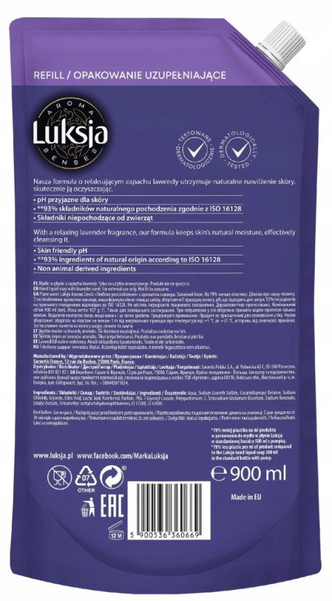 LUKSJA Mydło w płynie 900ml Zapas Aroma Relaxing