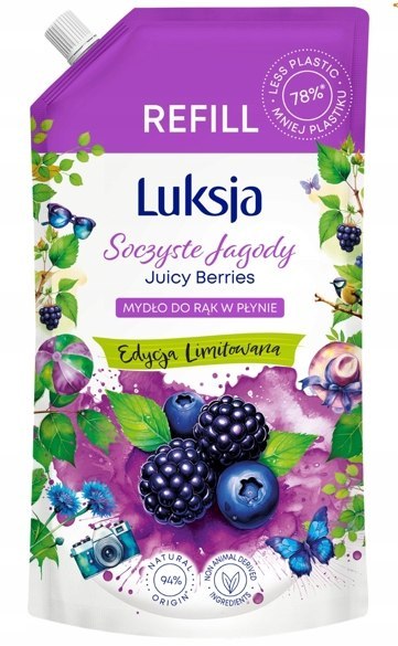 LUKSJA Mydło w płynie 900ml Zapas Jagoda opakowanie uzupełniające