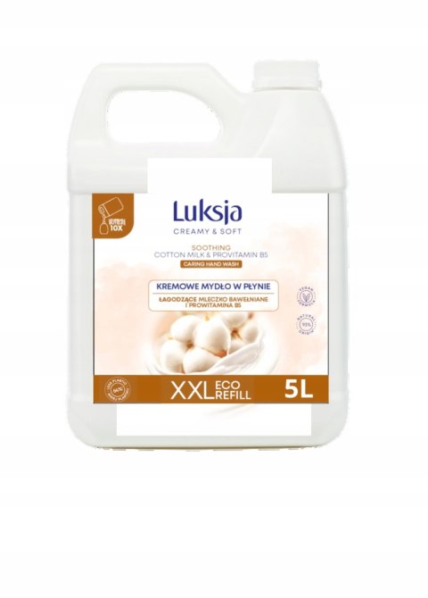 Luksja Creamy&Soft mydło w płynie 5L mleczko bawełniane i prowitamina ZAPAS