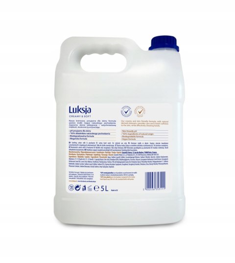 Luksja Creamy&Soft mydło w płynie 5L mleczko bawełniane i prowitamina ZAPAS