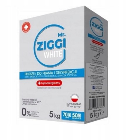 Mr. ZIGGI White Proszek do Prania Białego Dezynfekujący Hipoalergiczny 5kg