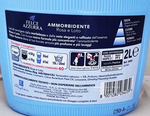 Paglieri Felce Azzurra płyn do płukania 2000ml 40 płukań Rosa e Loto 2 L