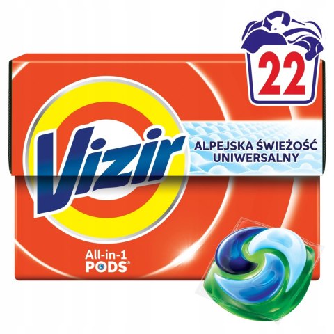 VIZIR kapsułki do prania ALL IN 1 PODS ALPEJSKA ŚWIEŻOŚĆ 22 PRANIA