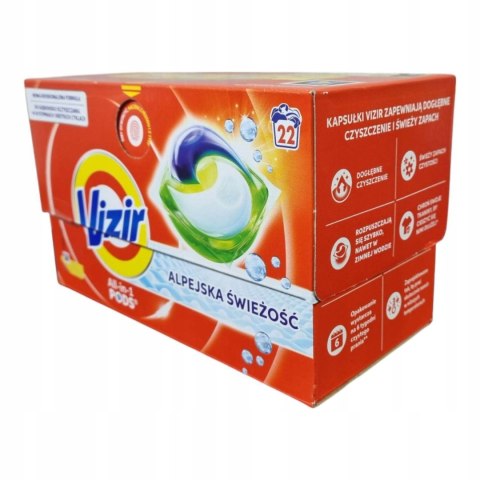 VIZIR kapsułki do prania ALL IN 1 PODS ALPEJSKA ŚWIEŻOŚĆ 22 PRANIA