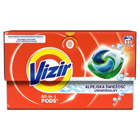 VIZIR kapsułki do prania ALL IN 1 PODS ALPEJSKA ŚWIEŻOŚĆ 22 PRANIA