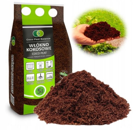 WŁÓKNO KOKOSOWE COCO PEAT gotowe podłoże 5L