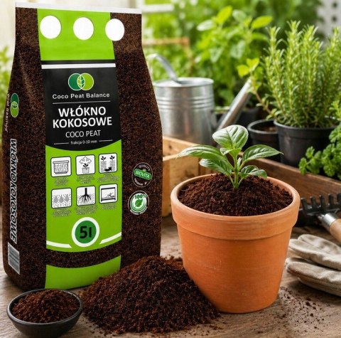WŁÓKNO KOKOSOWE COCO PEAT gotowe podłoże 5L