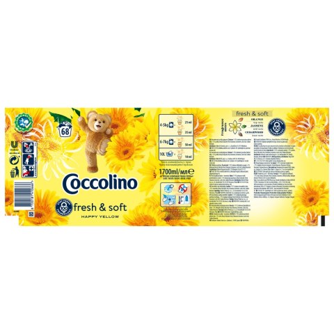 COCCOLINO płyn do płukania Fresh&Soft tkanin do plukania 1.7L Yellow