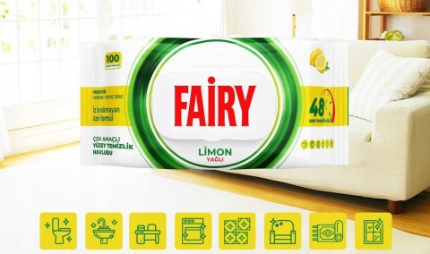 FAIRY Chusteczki nawilzane 100szt Lemon