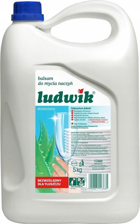 LUDWIK Plyn do naczyn duży zapas 5L Aloes
