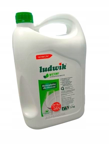 LUDWIK Plyn do naczyn duży zapaz 5L Mieta