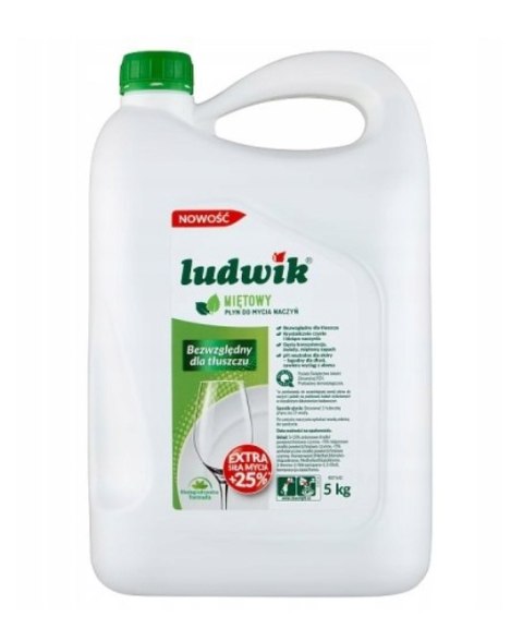 LUDWIK Plyn do naczyn duży zapaz 5L Mieta