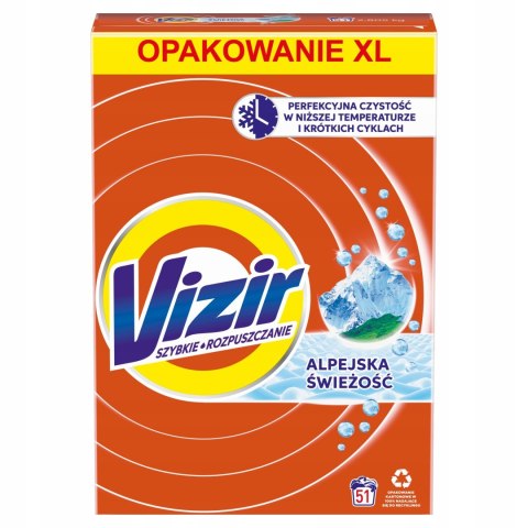Proszek Vizir do białego Alpine Fresh do prania białych tkanin ubrań 2.95kg