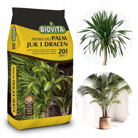 BIOVITA ZIEMIA PODŁOŻE WZBOGACONE DO PALM JUK DRACEN FIKUS Z NAWOZEM 20L