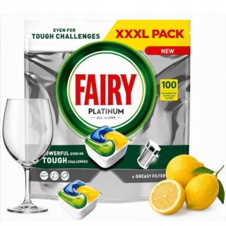 Fairy Platinum All In One Kapsułki do zmywarki cytrynowe tabletki 100 sztuk