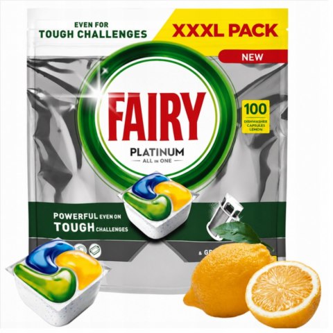 Fairy Platinum All In One Kapsułki do zmywarki cytrynowe tabletki 100 sztuk
